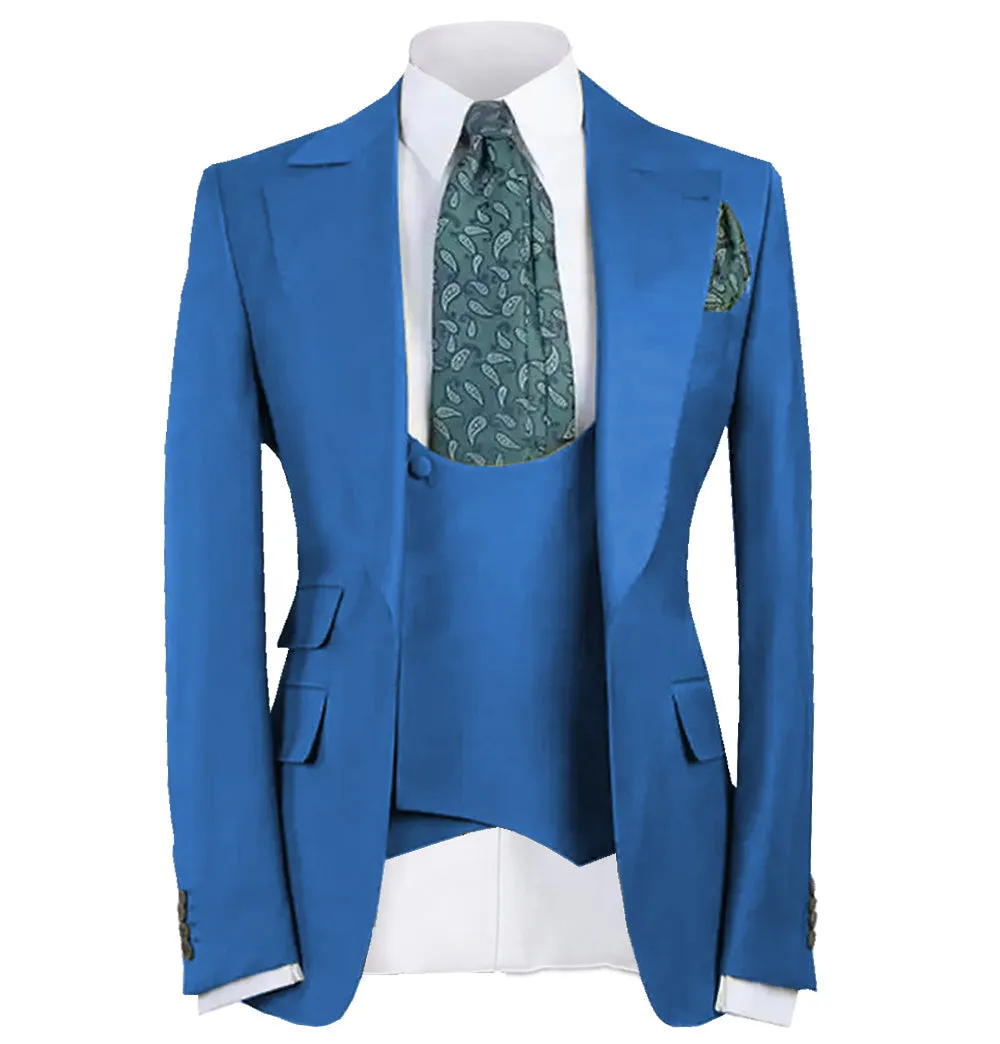 Fashion Men's 3 Piece Men's Suit Solid Color Flat Notch Lapel Tuxedo (Blazer + Vest + Pants) sold by Mens Event Wear product image thumbnail 5