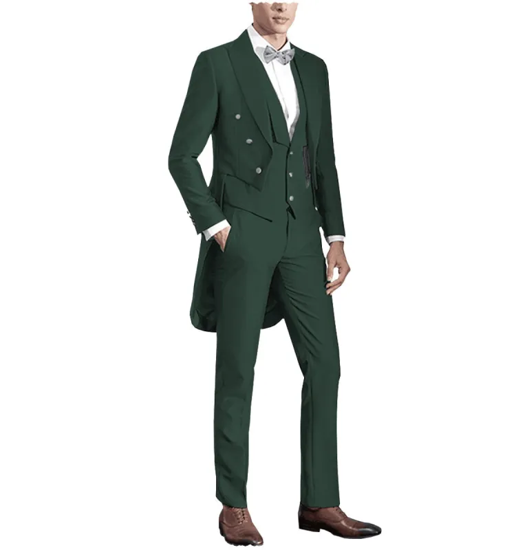 Fashion Men's 3 Pieces Flat Slim Fit Peak Lapel Tuxedos Groomsmen (Blazer+vest+Pants) sold by Mens Event Wear
