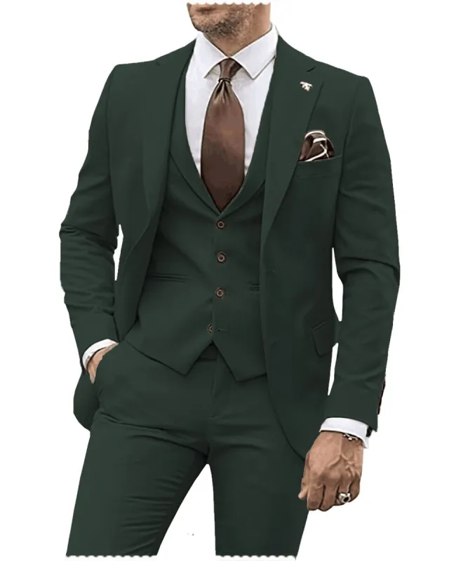 3 Pieces Mens Suit Solid Regular Fit Notch Lapel Tuxedo (Blazer + Vest + Pants) sold by Mens Event Wear