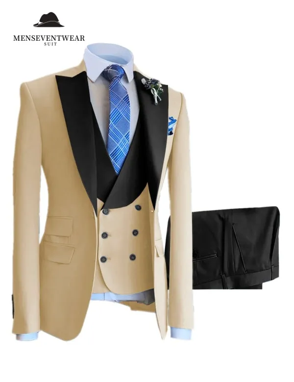 3 Piece Mens Suit Slim Fit Solid Peak lapel Suit (Blazer + Vest + Pants) sold by Mens Event Wear product image thumbnail 5