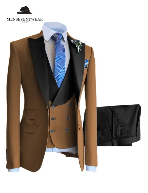 3 Piece Mens Suit Slim Fit Solid Peak lapel Suit (Blazer + Vest + Pants) sold by Mens Event Wear product image thumbnail 2