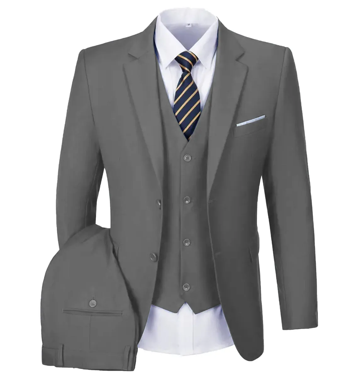 Casual Men's 3 Pieces Mens Suit Notch Lapel Flat Tuxedos (Blazer+vest+Pants) sold by Mens Event Wear
