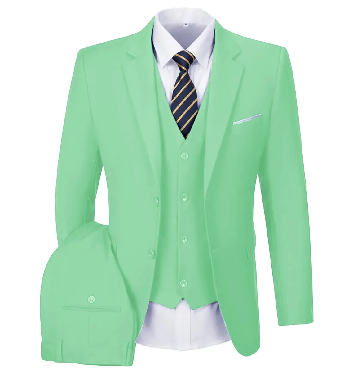 Casual Men's 3 Pieces Mens Suit Notch Lapel Flat Tuxedos (Blazer+vest+Pants) sold by Mens Event Wear product image thumbnail 5