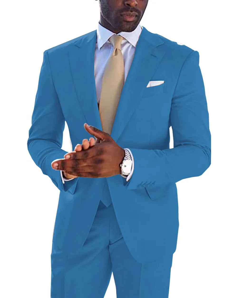 2 Piece Men's Suit Solid Color Notched Wedding Lapel (Blazer + Pants) sold by Mens Event Wear product image thumbnail 2