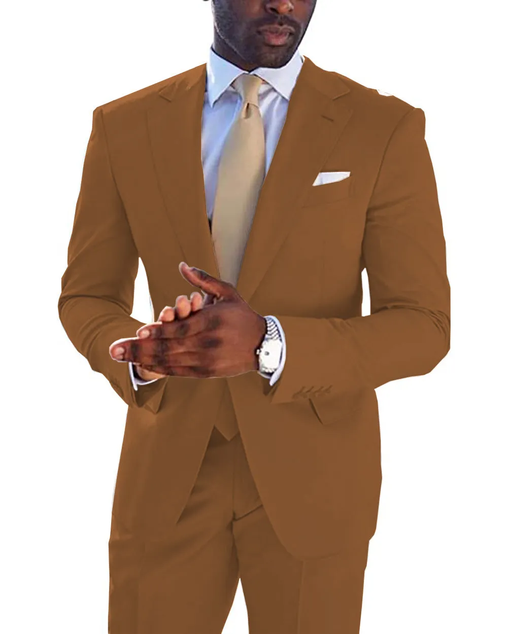 2 Piece Men's Suit Solid Color Notched Wedding Lapel (Blazer + Pants) sold by Mens Event Wear product image thumbnail 5