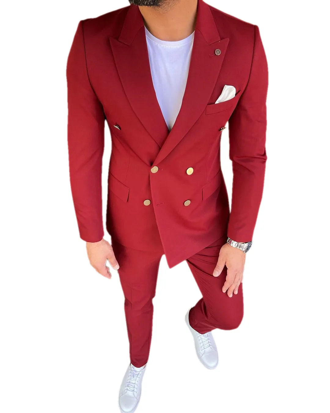 Menseventwear Formal 3 Pieces Mens Suit Slim Fit Flat Peak Lapel Tuxedos (Blazer+Pants) sold by Mens Event Wear product image thumbnail 2