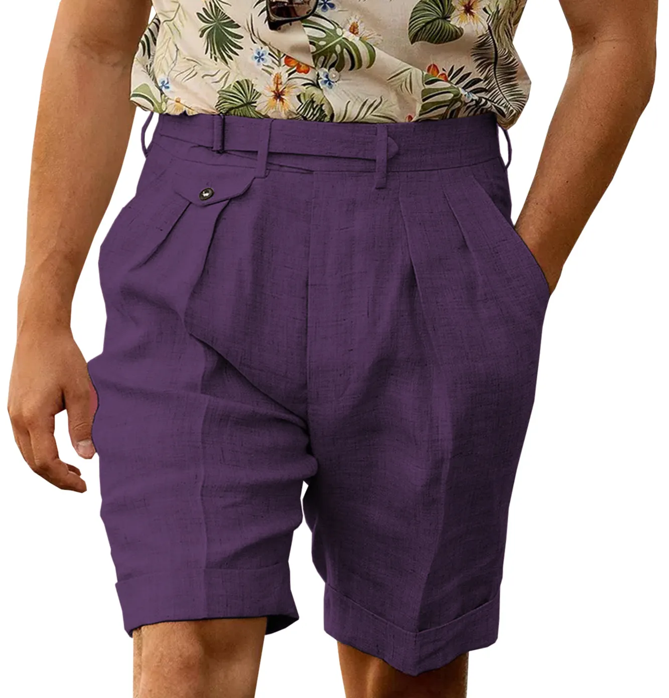 Casual Men's Short Pants Cotton Linen For Wedding sold by Mens Event Wear