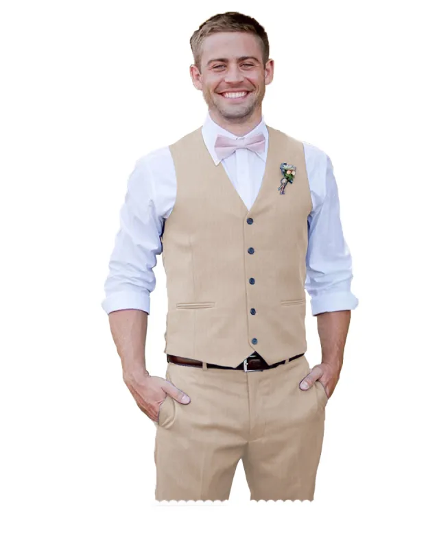 2 Pieces Mens Suit Flat V Neck Vest Suit For Wedding (Vest + Pants) sold by Mens Event Wear