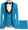 Formal Men's 3 Piece Men's Suit Solid Color Flat Peak Lapel Tuxedo (Blazer + Vest + Pants) sold by Mens Event Wear