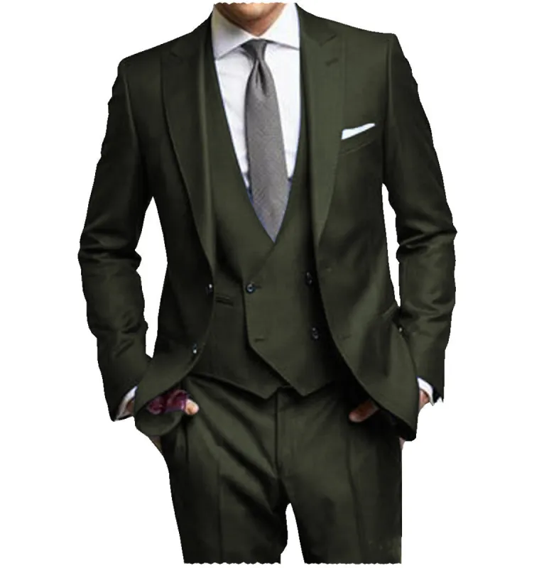 Formal Men's 3 Pieces Slim Fit Solid Color Peak Lapel Tuxedos For Wedding (Blazer+vest+Pants) sold by Mens Event Wear
