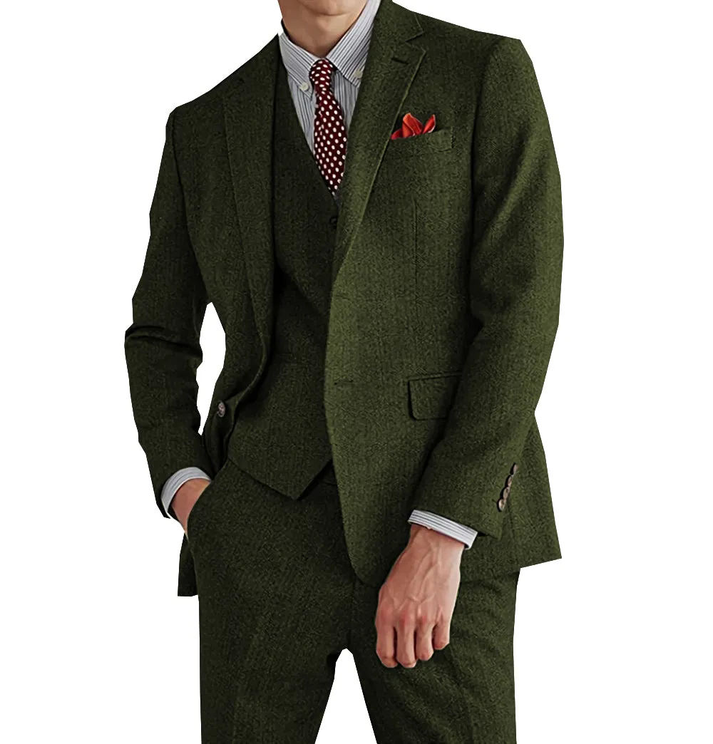 Menseventwear Classic 3 Pieces Mens Suit Herringbone Tweed Notch Lapel Tuxedos (Blazer+vest+Pants) sold by Mens Event Wear product image thumbnail 2