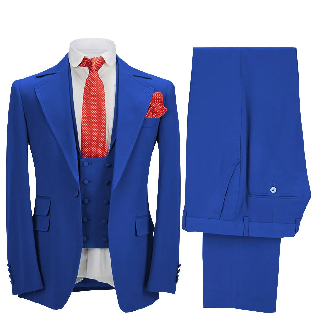 Menseventwear Formal Men's 3 Pieces Slim Fit Solid Color Notch Lapel Tuxedos For Wedding (Blazer+vest+Pants) sold by Mens Event Wear product image thumbnail 2