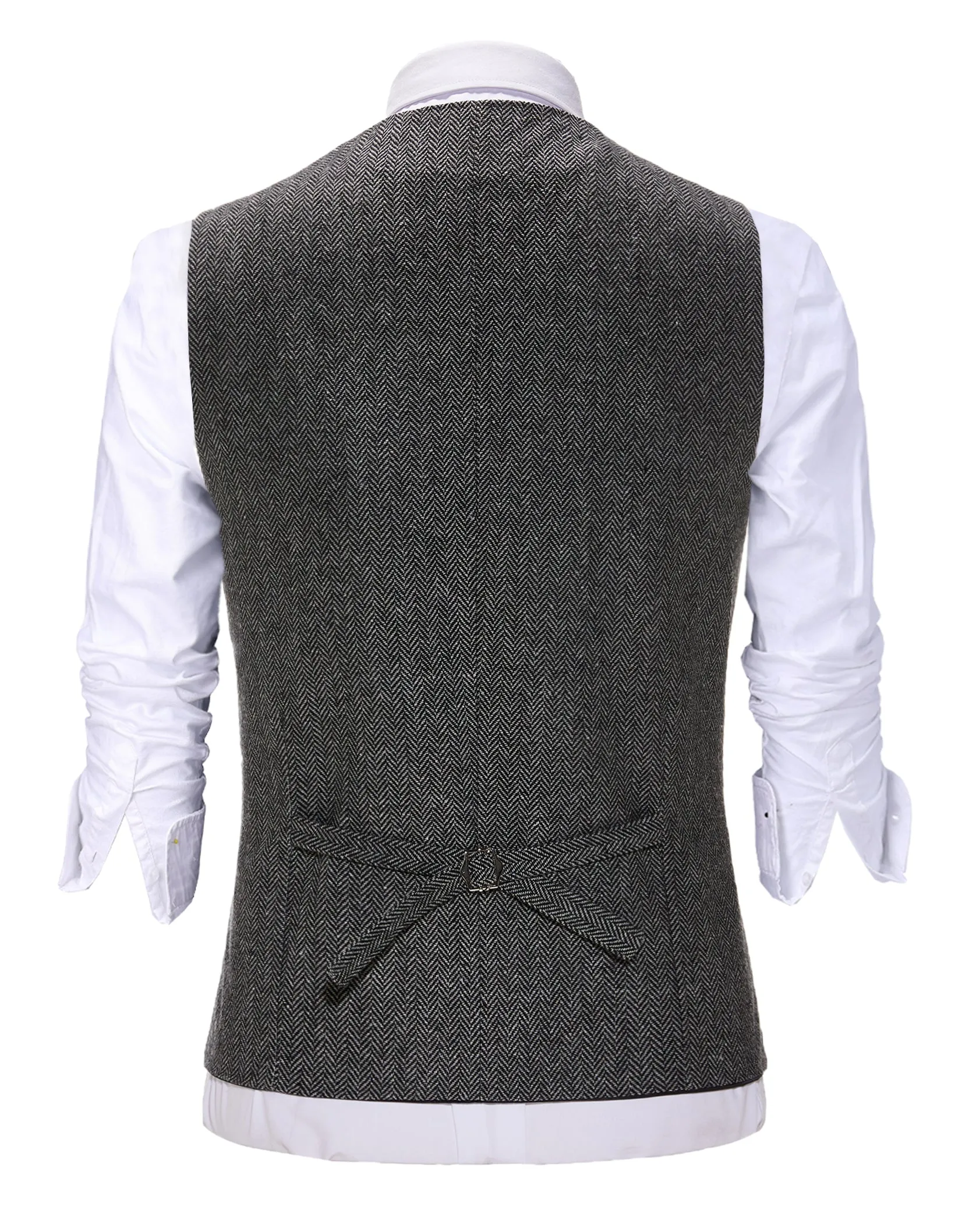 Menseventwear Vintage Classical Men's Slim Fit Herringbone V Neck Waistcoat sold by Mens Event Wear product image thumbnail 3