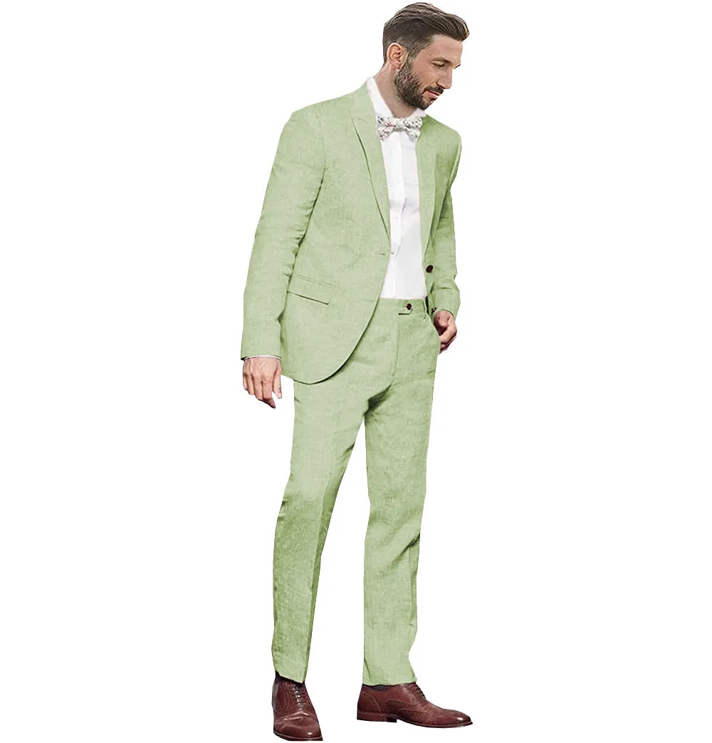 Formal 2 Pieces Mens Suit Flat Linen Notch Lapel Suit (Blazer + Pants) sold by Mens Event Wear product image thumbnail 5