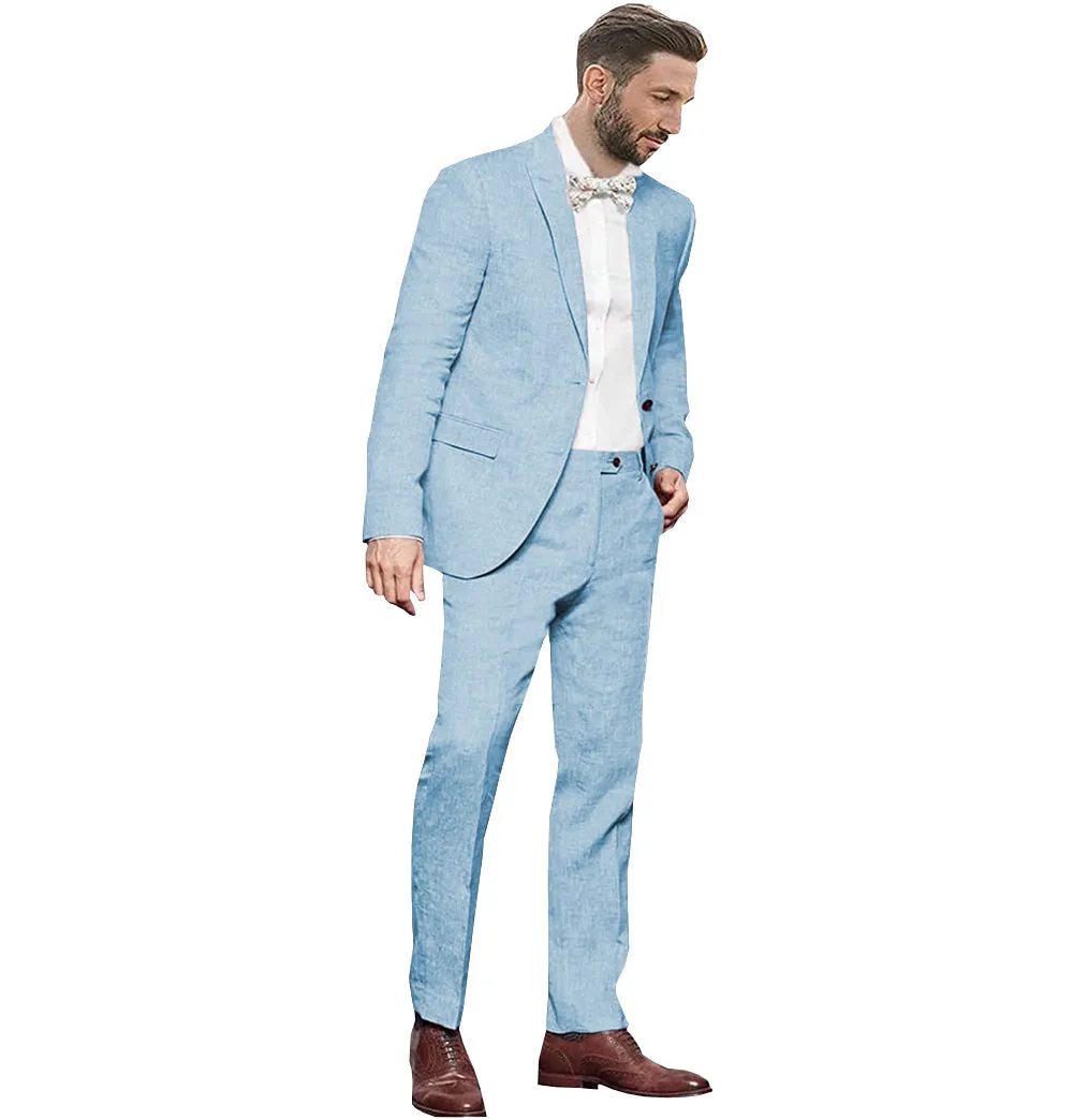 Formal 2 Pieces Mens Suit Flat Linen Notch Lapel Suit (Blazer + Pants) sold by Mens Event Wear product image thumbnail 3