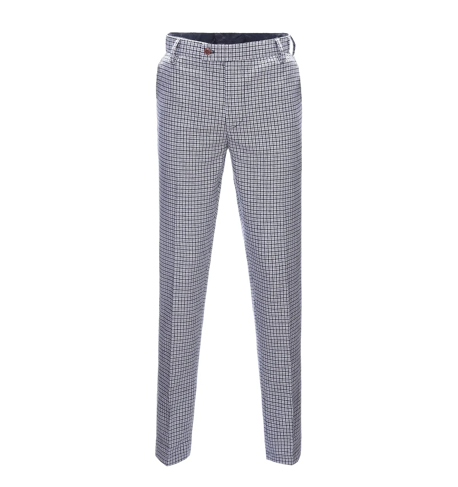 Men's Casual Suit Pants White Houndstooth Pleat-Front Trousers sold by Mens Event Wear