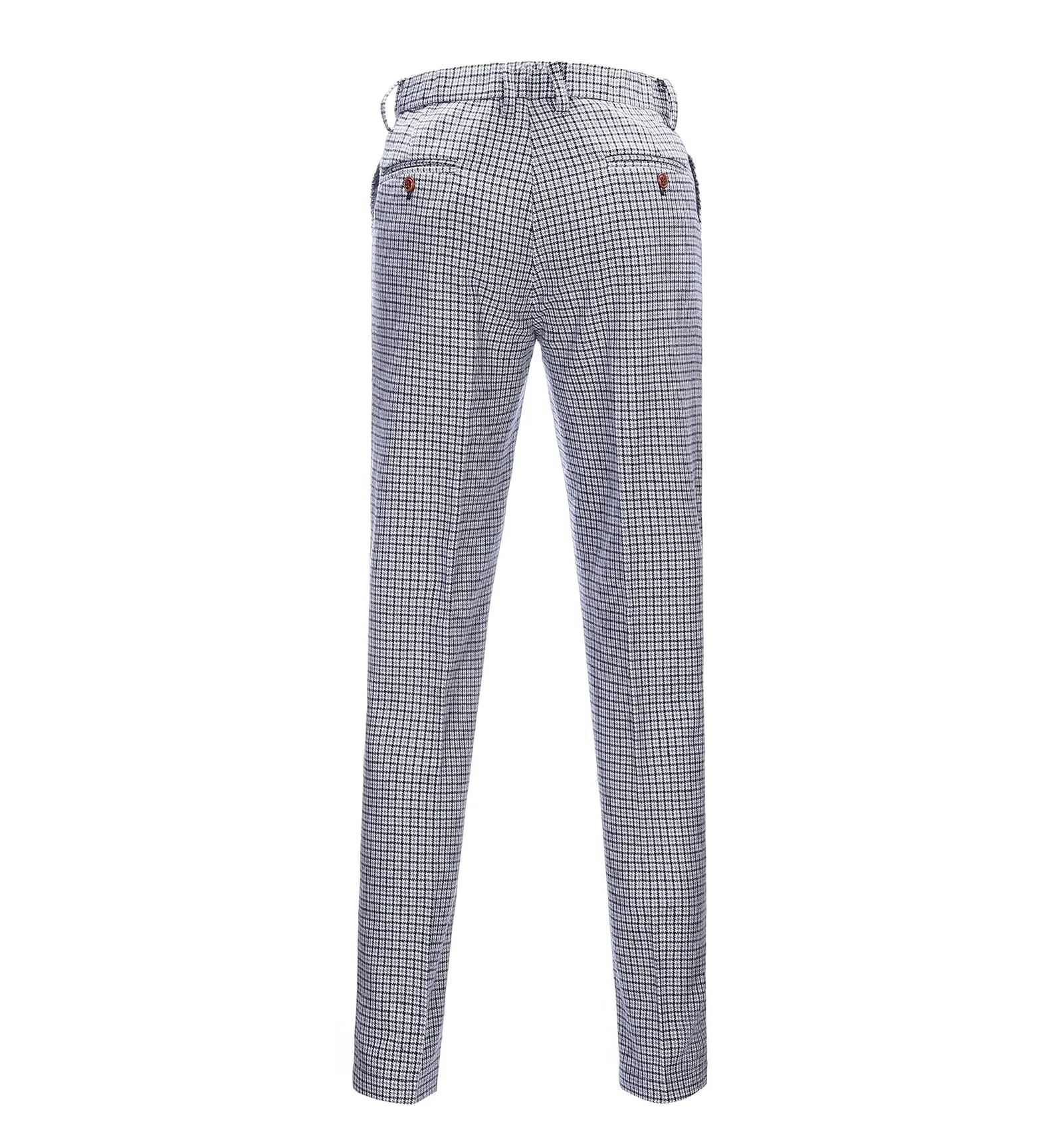 Men's Casual Suit Pants White Houndstooth Pleat-Front Trousers sold by Mens Event Wear product image thumbnail 2