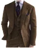Formal 3 Piece Mens Suit Herringbone Notch Lapel Blazer (Blazer Vest+Pants) sold by Mens Event Wear