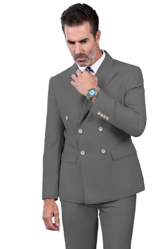 Formal 2 Pieces Mens Suit Flat Peak Lapel Tuxedos For Wedding (Blazer+Pants) sold by Mens Event Wear