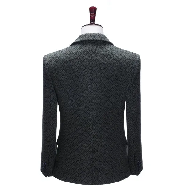 Men's 2 Pieces Formal Black Plaid Notch Lapel Tuxedos for Wedding(Blazer+Pants) sold by Mens Event Wear product image thumbnail 5