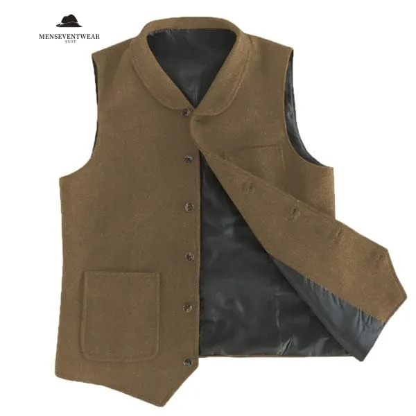 Casual Men's Classic Tweed Herringbone Crew Neck Waistcoat sold by Mens Event Wear product image thumbnail 4