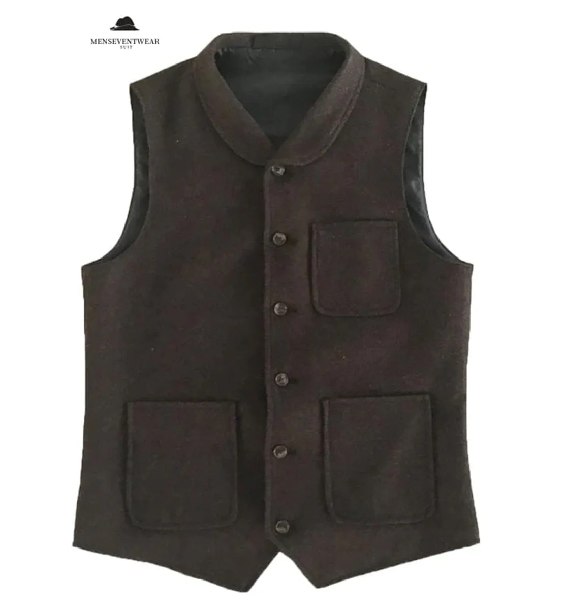 Casual Men's Classic Tweed Herringbone Crew Neck Waistcoat sold by Mens Event Wear