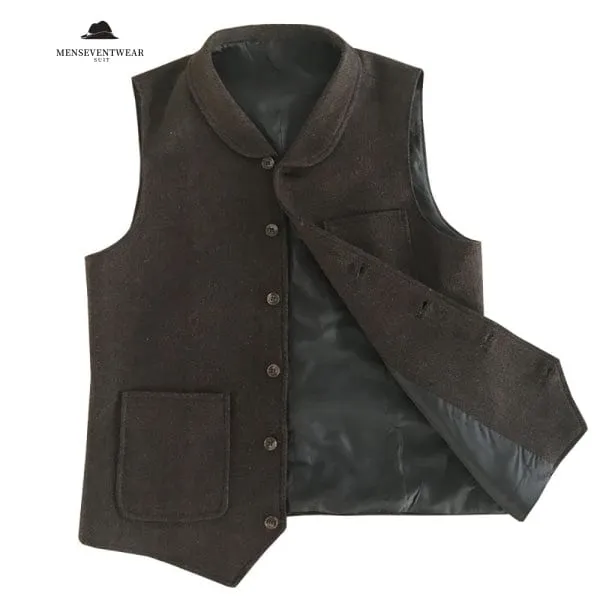 Casual Men's Classic Tweed Herringbone Crew Neck Waistcoat sold by Mens Event Wear product image thumbnail 2