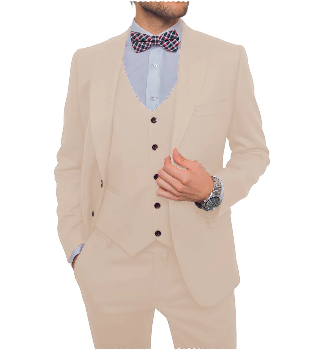 Menseventwear Business Men's 3 Pieces Mens Suit Peak Lapel Solid Tuxedos (Blazer+vest+Pants) sold by Mens Event Wear product image thumbnail 2