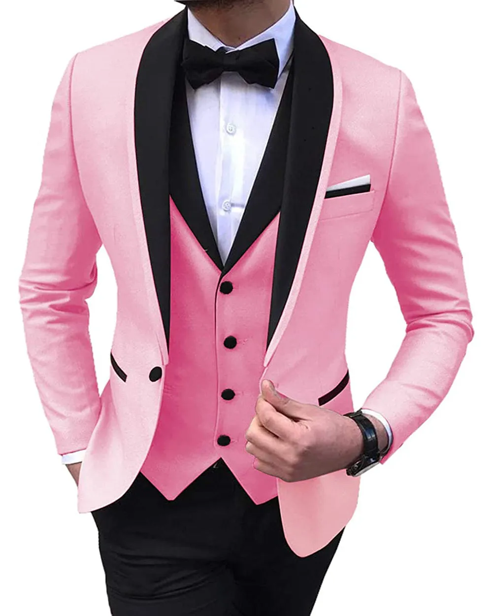 Menseventwear Formal 3 Pieces Mens Suit Flat Shawl Lapel Tuxedos (Blazer+vest+Pants) sold by Mens Event Wear product image thumbnail 4