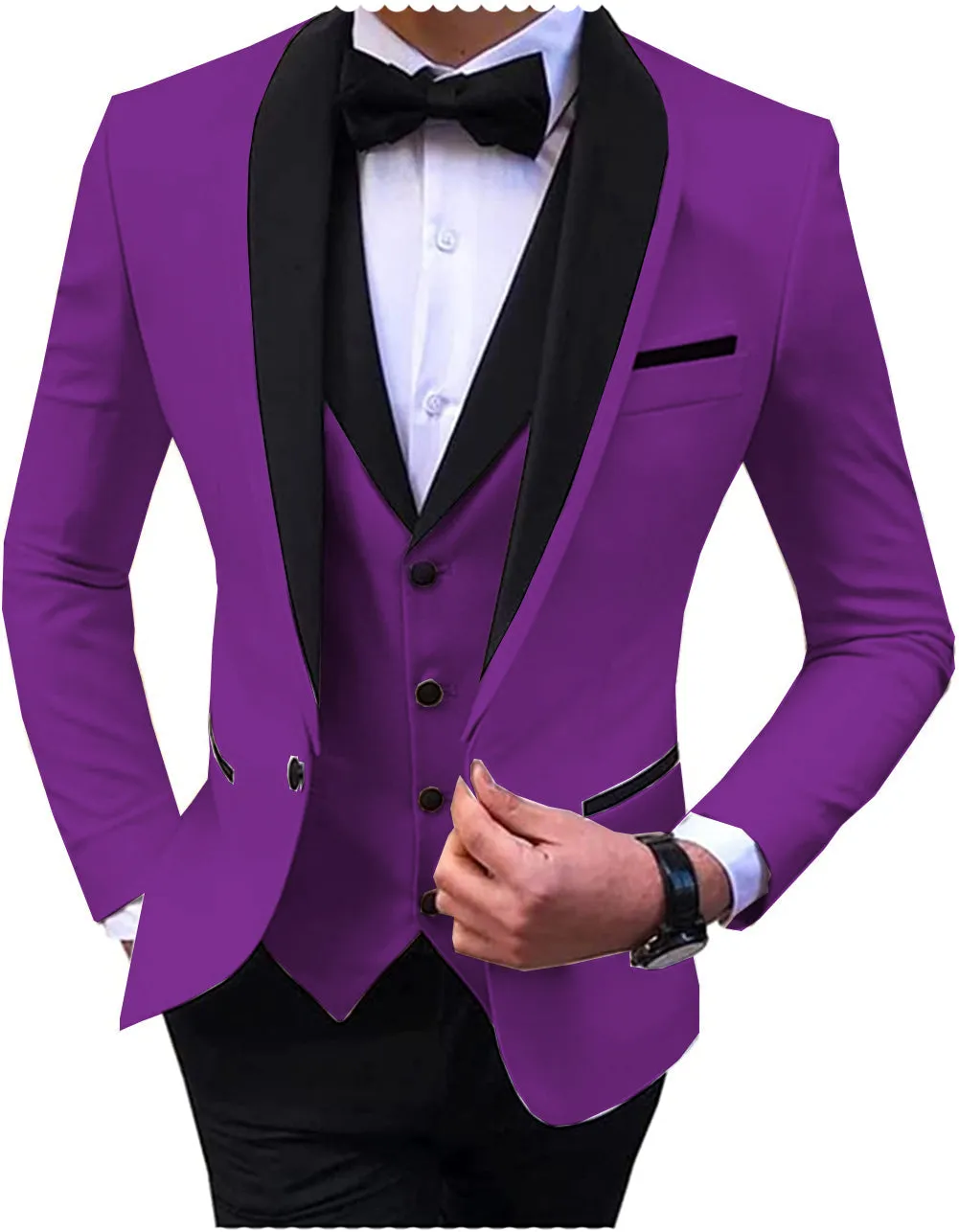 Menseventwear Formal 3 Pieces Mens Suit Flat Shawl Lapel Tuxedos (Blazer+vest+Pants) sold by Mens Event Wear product image thumbnail 5