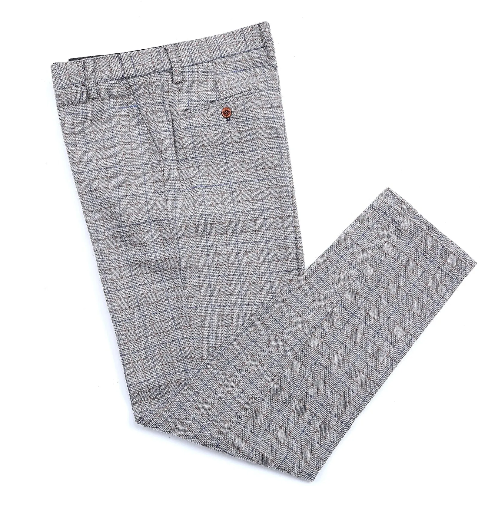 Casual Men's Suit Pants White Houndstooth Pleat-Front Trousers sold by Mens Event Wear product image thumbnail 3