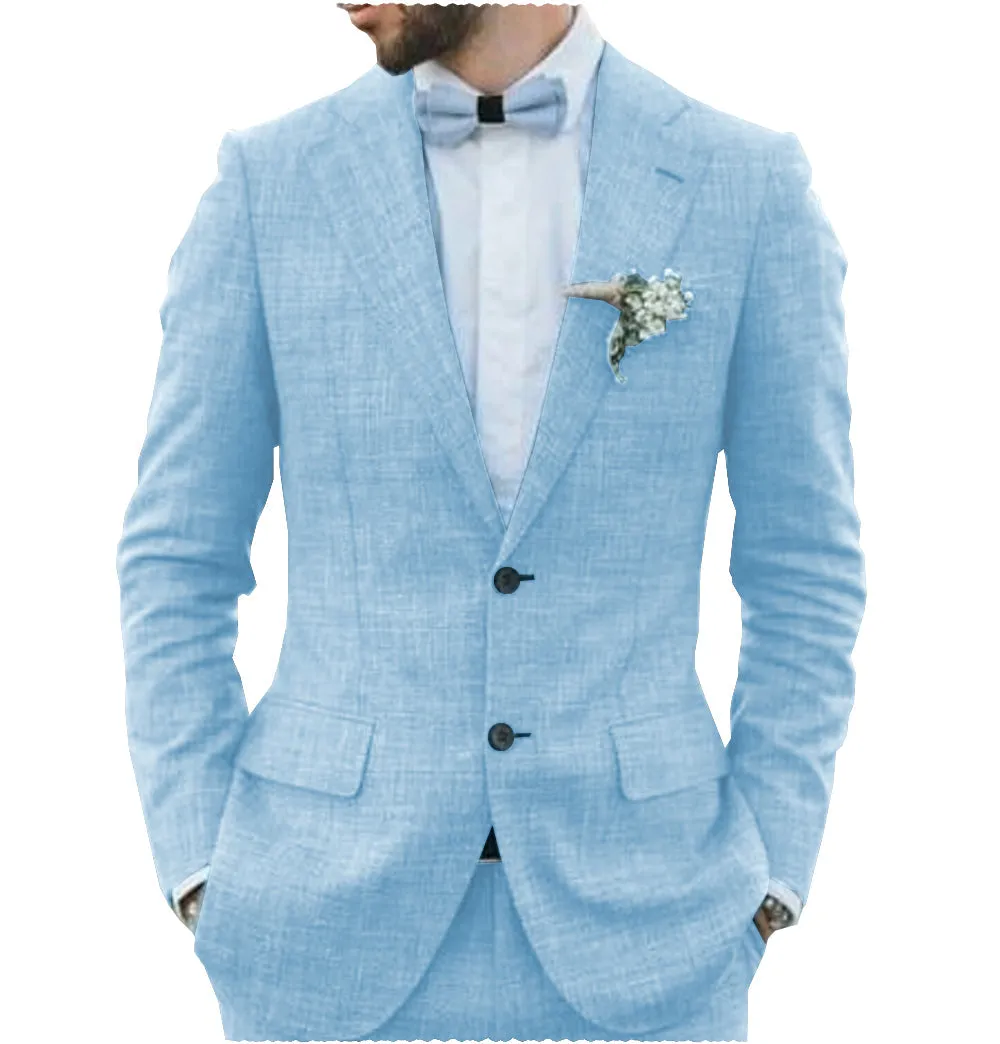 Fashion 2 Pieces Mens Suit Flat Linen Notch Lapel Suit (Blazer + Pants) sold by Mens Event Wear product image thumbnail 4