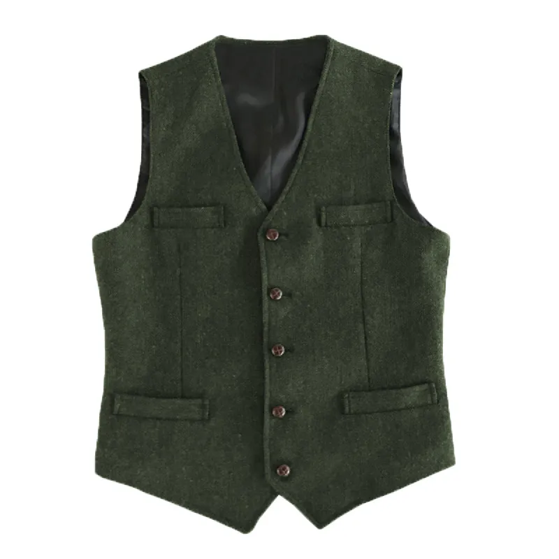 Casual Men's Slim Fit Tweed Herringbone V Neck Waistcoat sold by Mens Event Wear