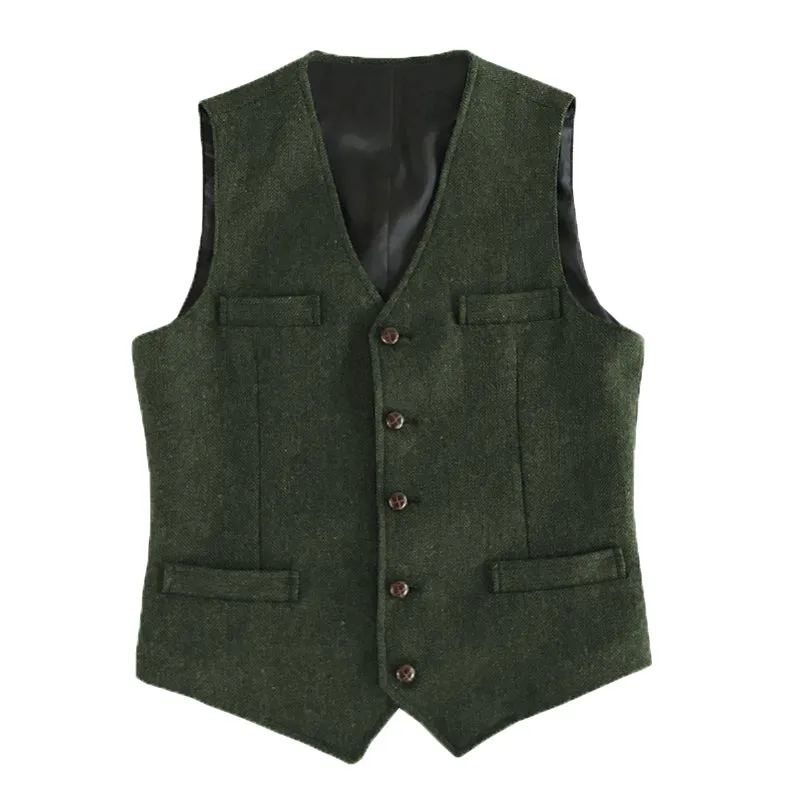 Menseventwear Casual Men's Slim Fit Tweed Herringbone V Neck Waistcoat sold by Mens Event Wear