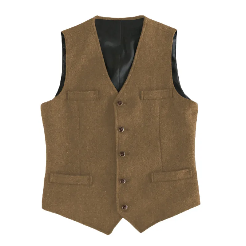 Menseventwear Casual Men's Slim Fit Tweed Herringbone V Neck Waistcoat sold by Mens Event Wear product image thumbnail 3