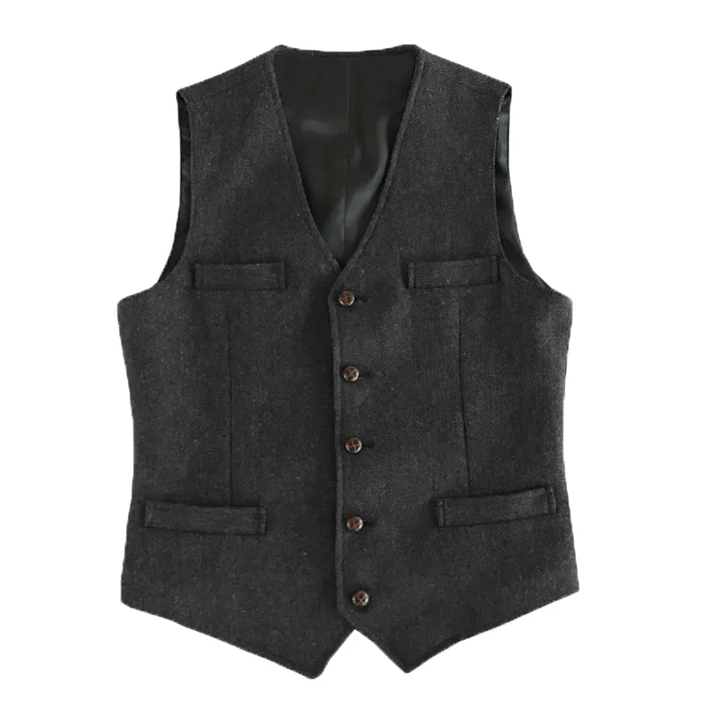 Menseventwear Casual Men's Slim Fit Tweed Herringbone V Neck Waistcoat sold by Mens Event Wear product image thumbnail 2