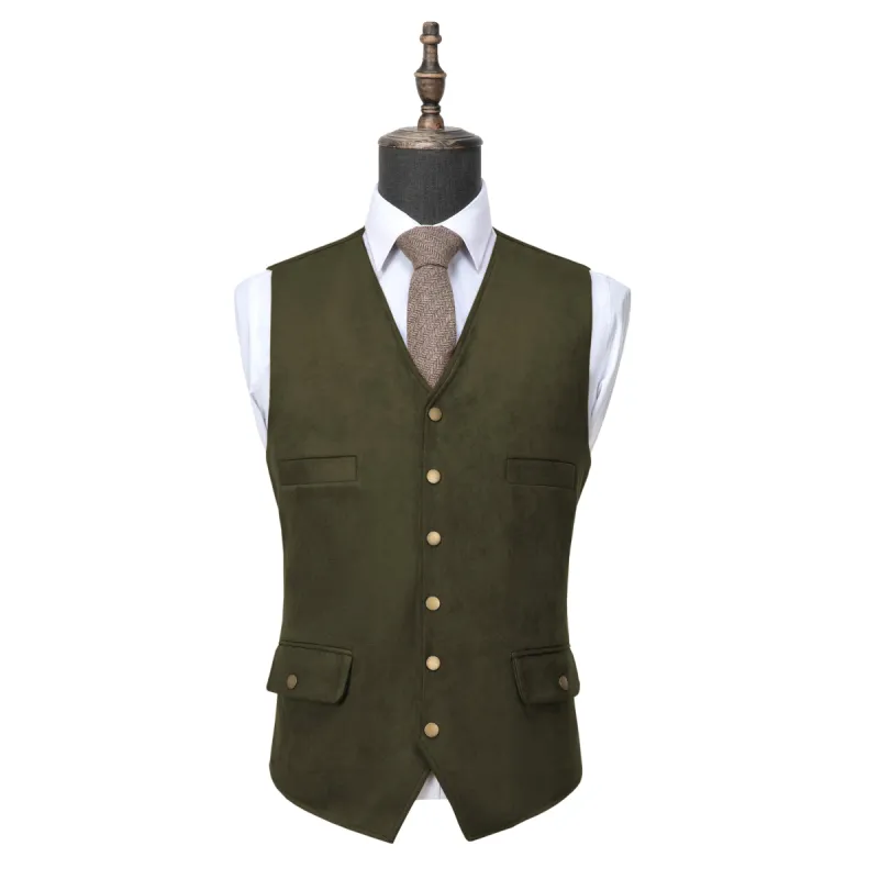 Casual Men's Fashion Suede V Neck Waistcoat Denim Jacket sold by Mens Event Wear