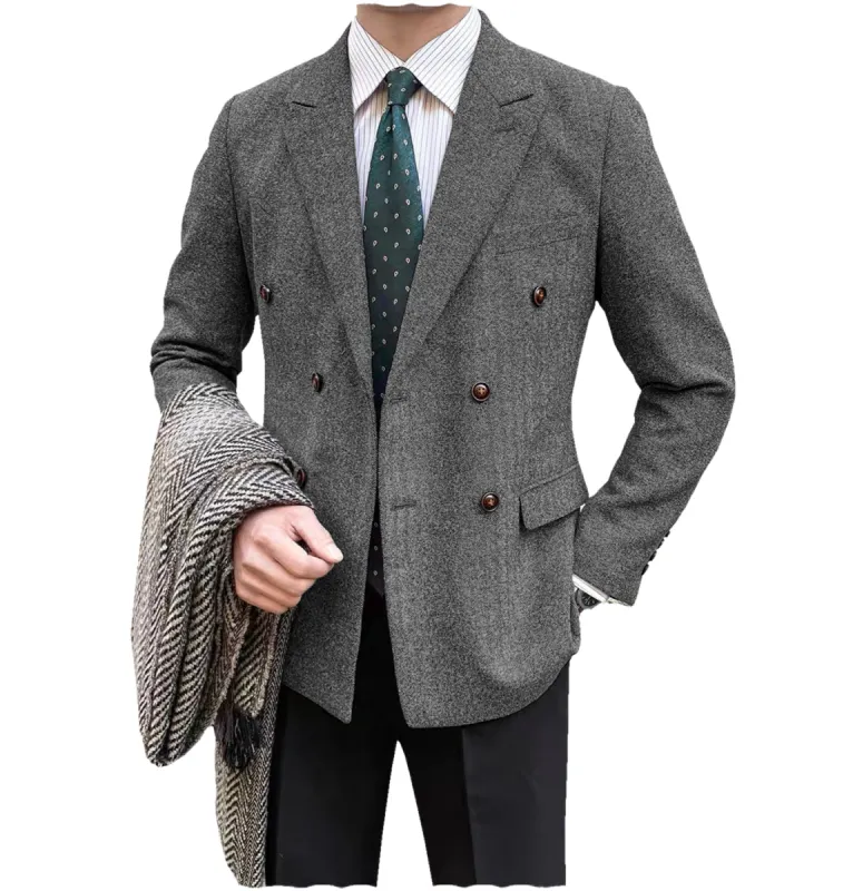 Men's Casual Tweed Notch Lapel Blazer sold by Mens Event Wear