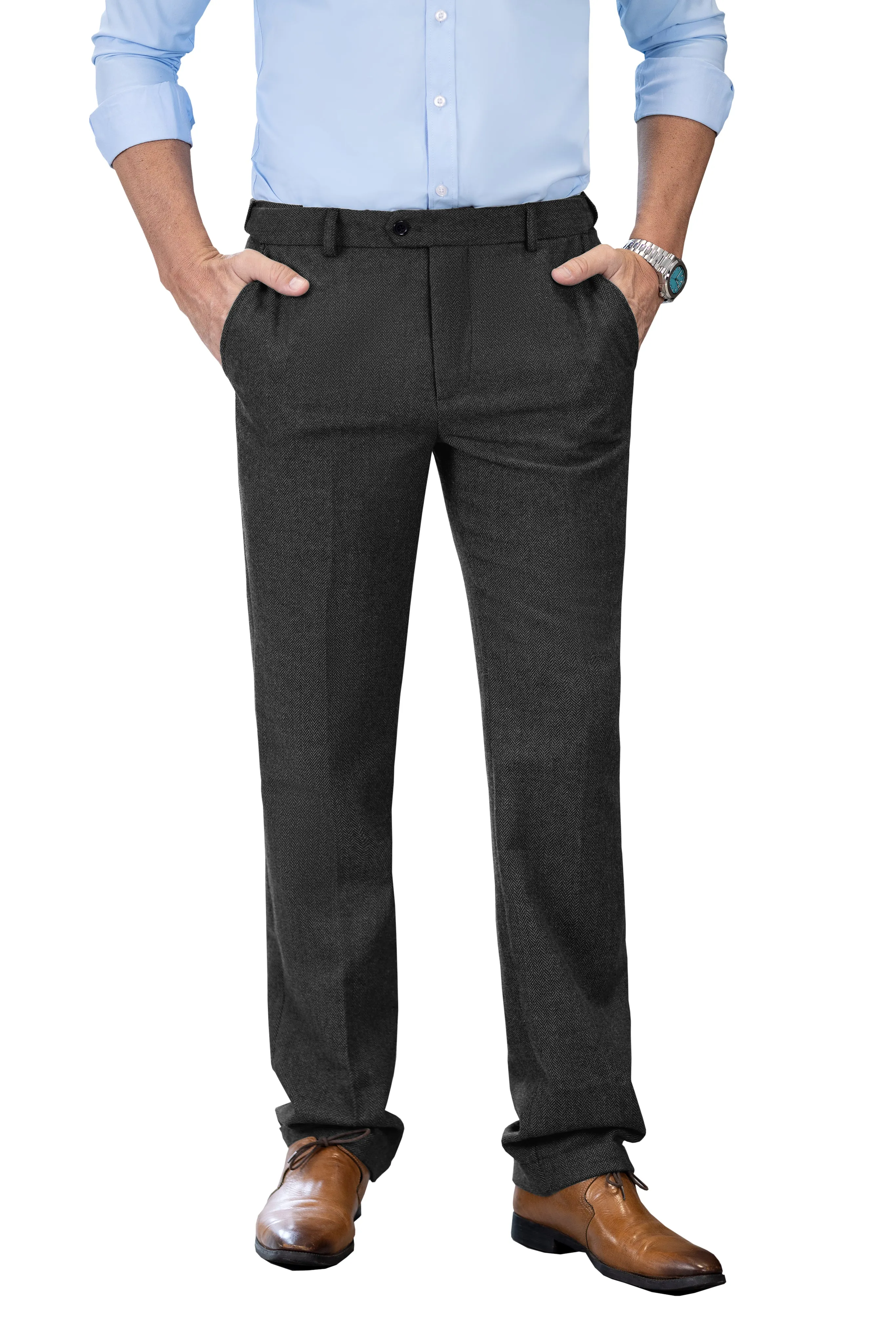 Men's Retro Suit Pants Herringbone Tweed Trousers sold by Mens Event Wear product image thumbnail 5