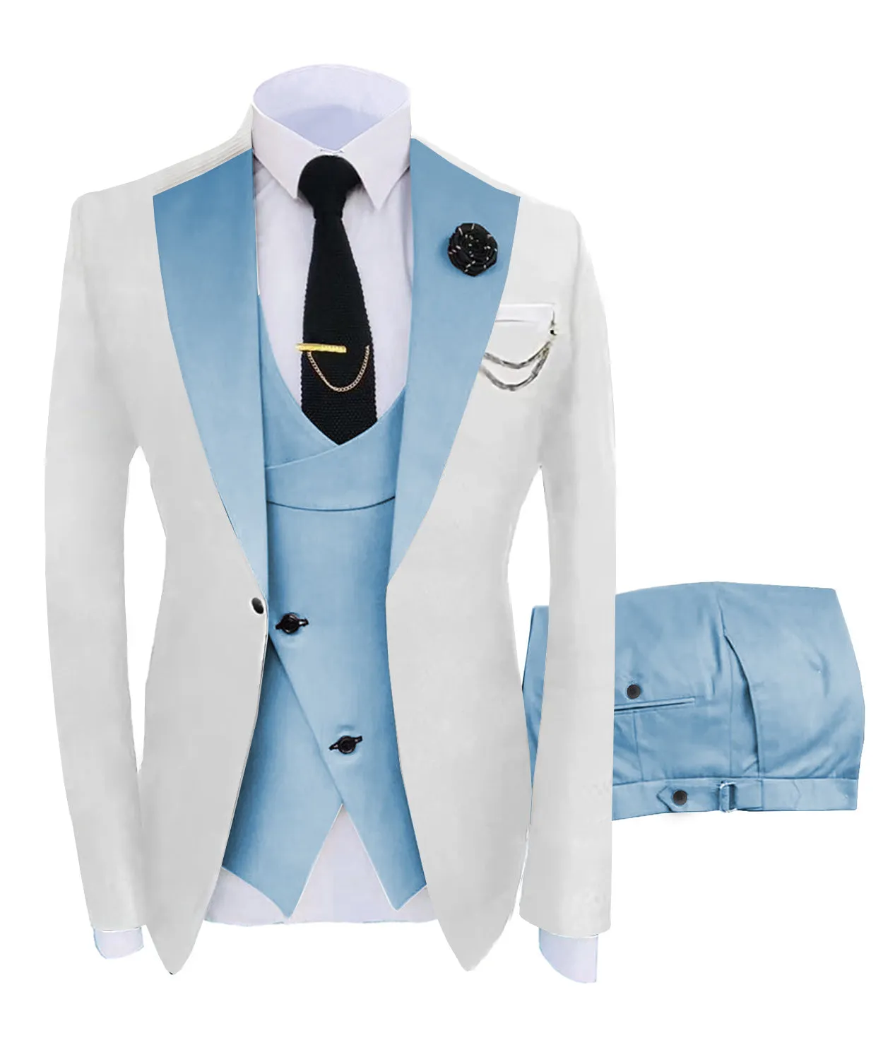 Menseventwear Formal Men's Suits Slim Fit 3 Pieces Notch Lapel Tuxedos (White Blazer+Vest+ Pant) sold by Mens Event Wear product image thumbnail 4