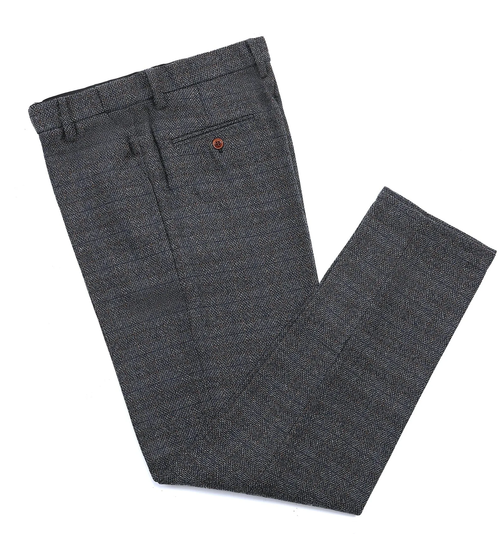 Casual Men's Suit Pants Dark Grey Plaid Pleat-Front Trousers sold by Mens Event Wear product image thumbnail 3
