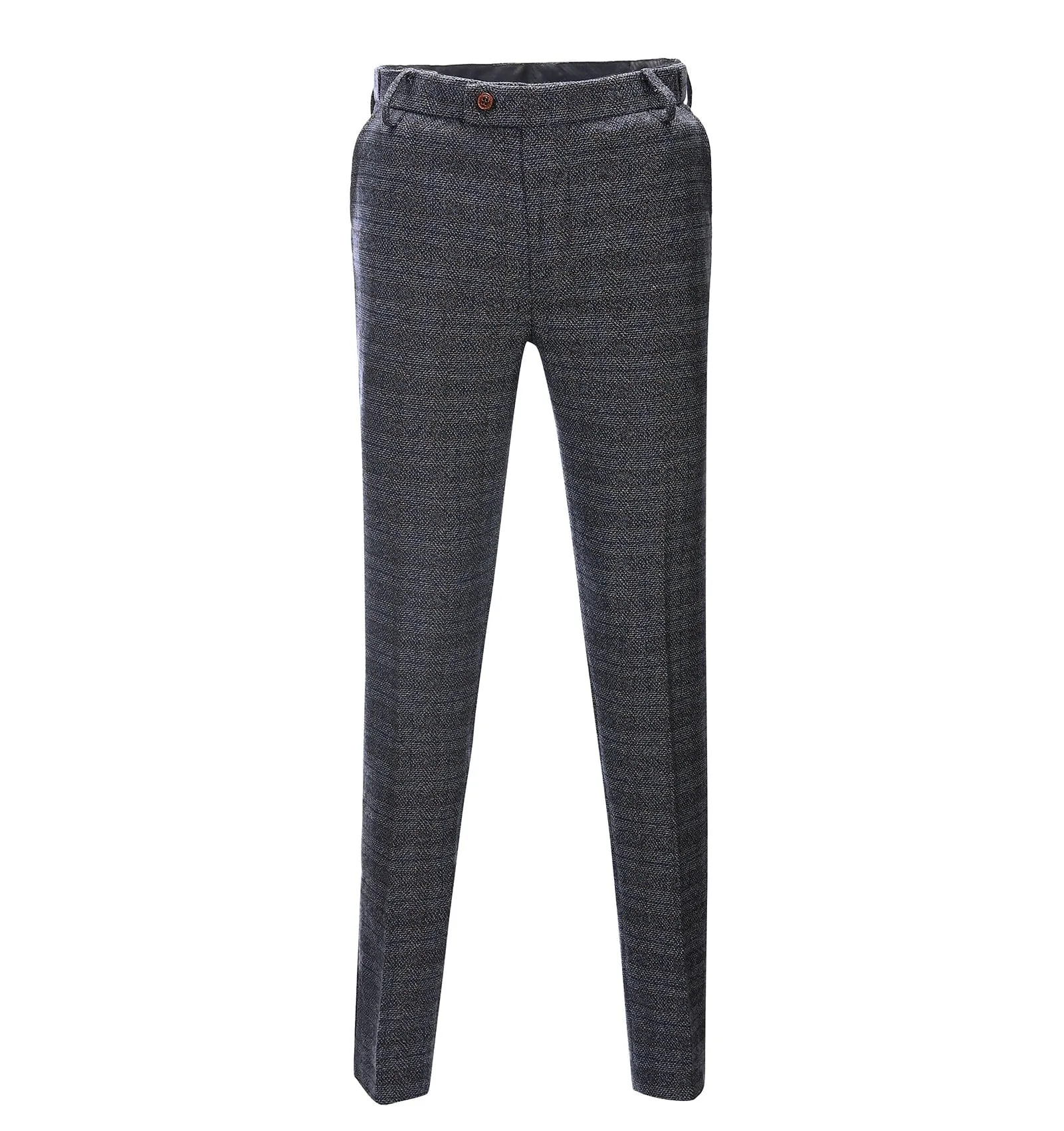 Casual Men's Suit Pants Dark Grey Plaid Pleat-Front Trousers sold by Mens Event Wear
