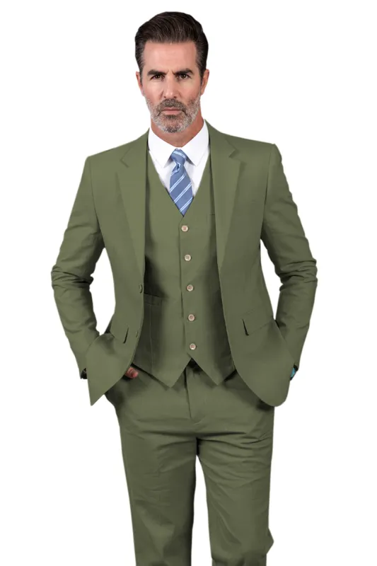 Formal 3 Pieces Mens Suit Flat Linen Notch Lapel Suit (Blazer + Vest + Pants) sold by Mens Event Wear