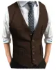 Menseventwear Casual Men's Classic Slim Fit Tweed Herringbone V Neck Waistcoat sold by Mens Event Wear