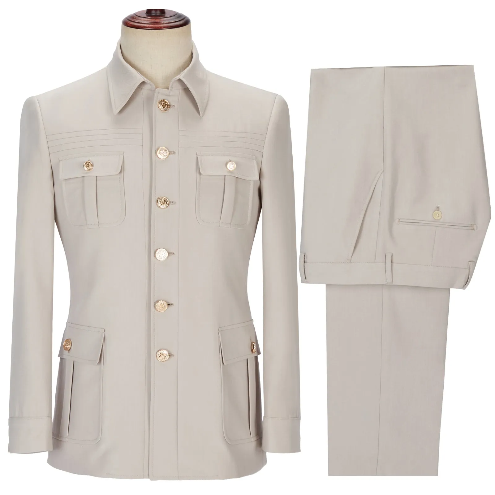 Menseventwear Classic Men's 2 pieces Mens Suit Stand Lapel Flat Tuxedos (Blazer+Pants) sold by Mens Event Wear