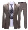 Mens Suit Business 2 Pieces Formal Brown Plaid Notch Lapel Tuxedos (Blazer+Pants) sold by Mens Event Wear