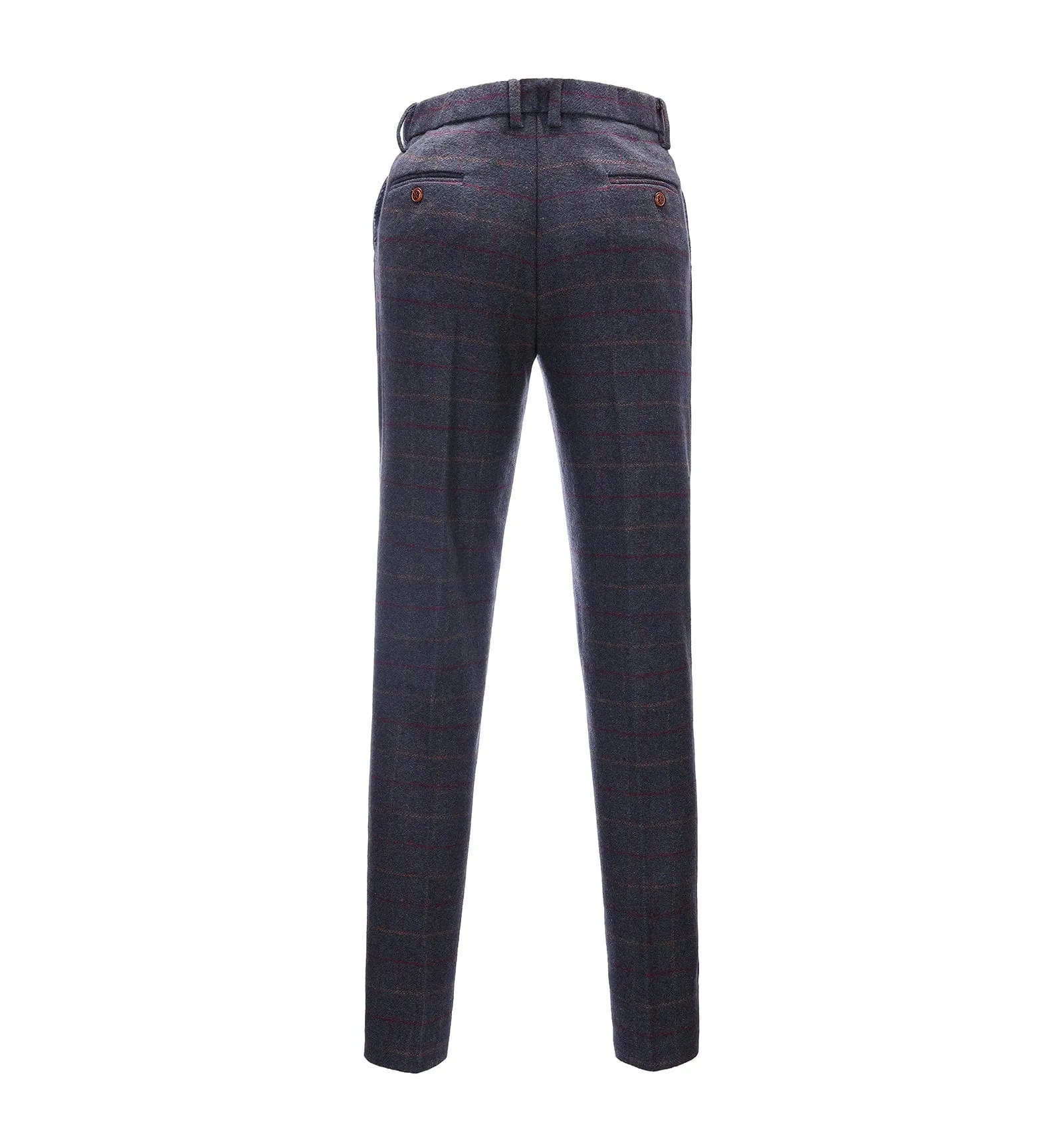 Men's Casual Suit Pants Dark Grey Blue Plaid Pleat-Front Trousers sold by Mens Event Wear product image thumbnail 2