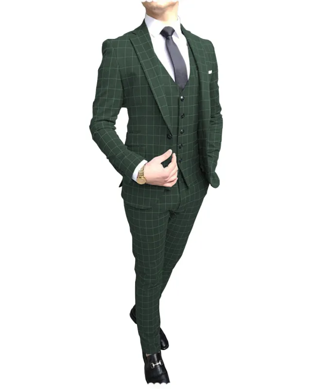 Menseventwear Formal Mens Suit Notch Lapel Blazer Plaid 3 Pieces (Blazer+vest+Pants) sold by Mens Event Wear
