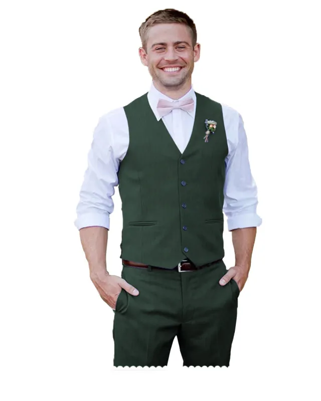 2 Pieces Mens Suit Flat V Neck Vest Suit For Wedding (Vest + Pants) sold by Mens Event Wear