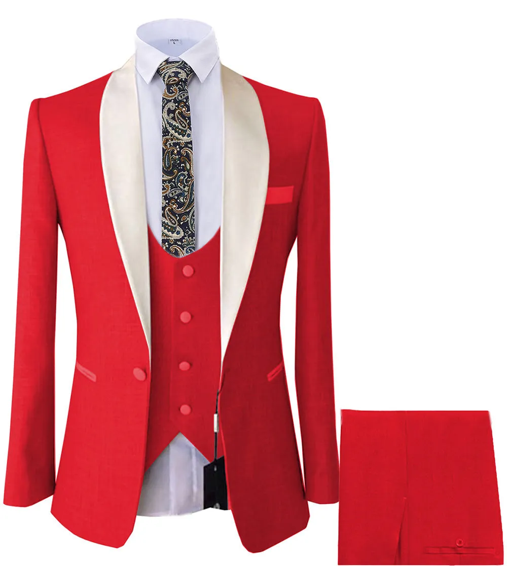 Formal 3 Pieces Mens Suit Flat Shawl Lapel Tuxedos (Blazer+vest+Pants) sold by Mens Event Wear product image thumbnail 5